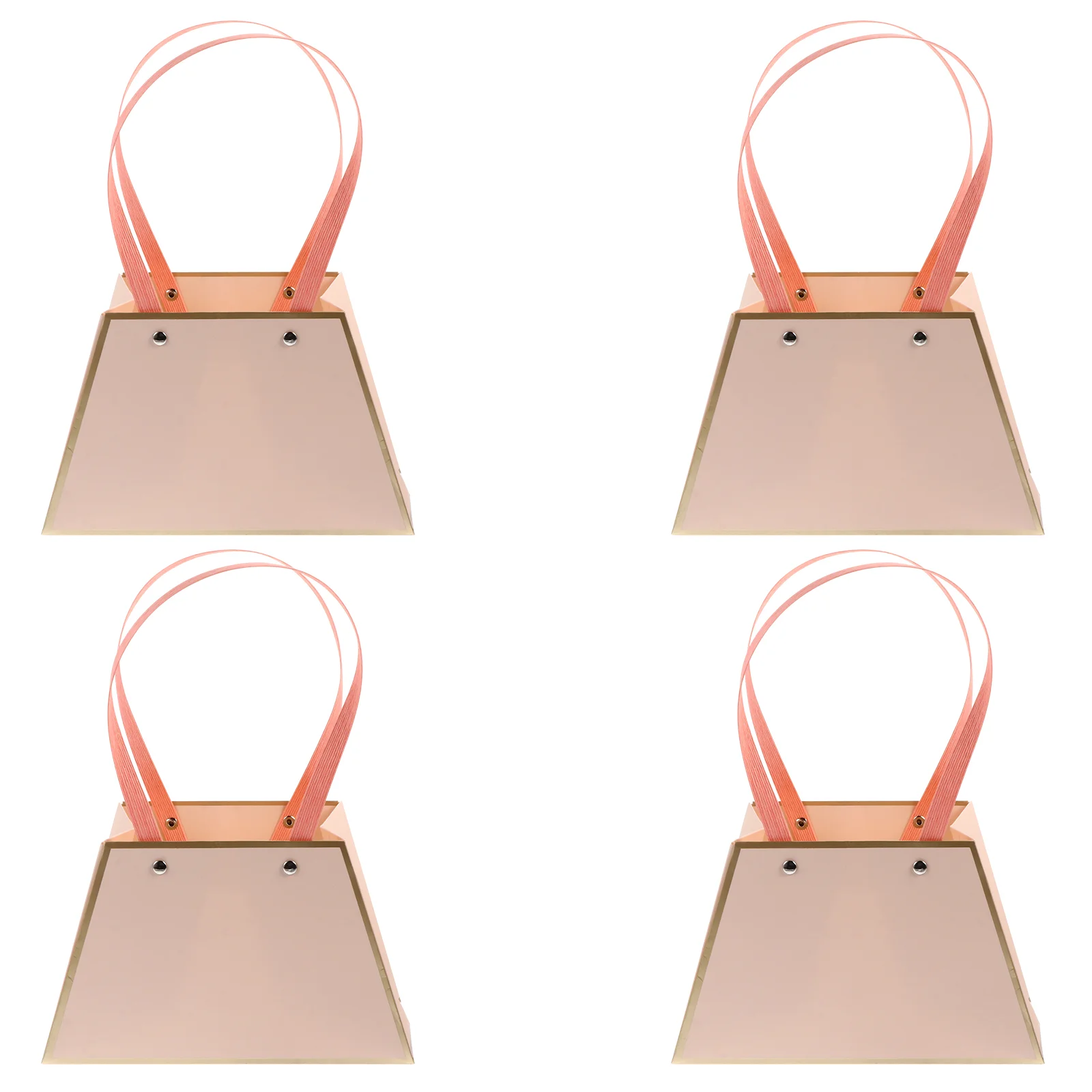 

4 Pcs Favor Boxes Wedding Flower Basket Bouquet Storage Bag Decorate Gift Pink Paper Pouch Handle Dinner Party