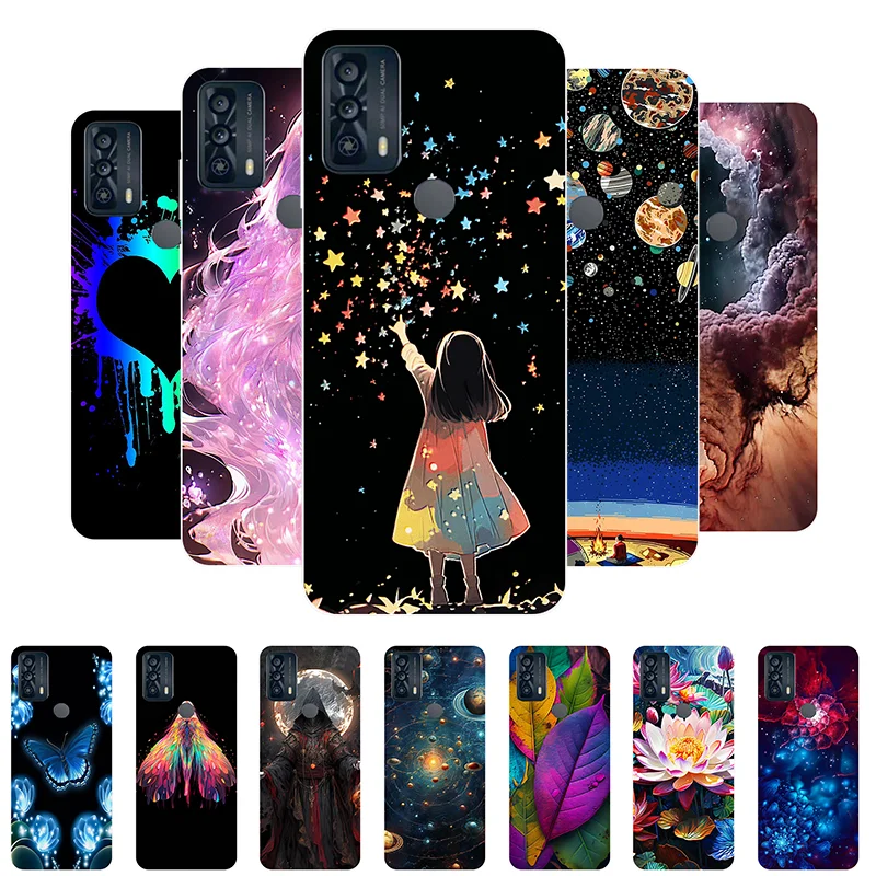 

Case For TCL 20B 6159K Cover TCL 20B Case Silicone Soft Fashion Girl Flower Back Cover for TCL20B 20 B Phone Cases