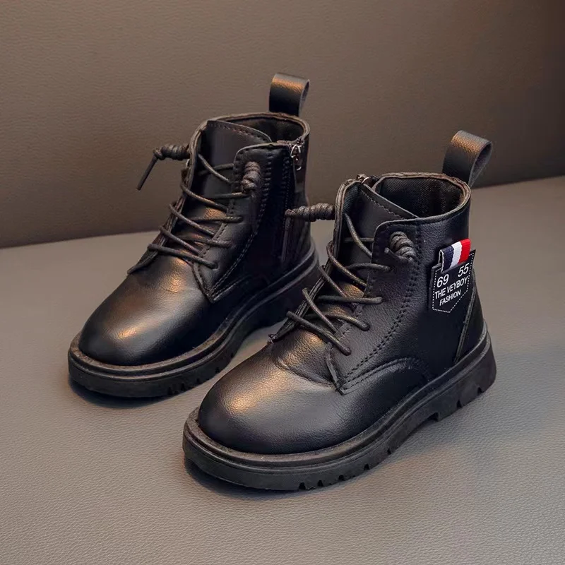 

Демисезонные ботинки мартинсы для девочек, новинка 2022, ботинки для маленьких принцесс, Британская мода, детские короткие ботинки для мальчи...