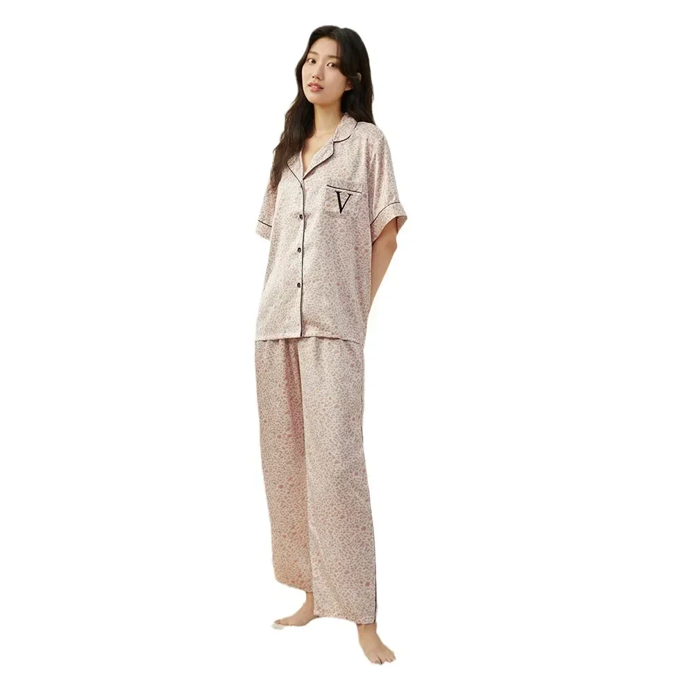Женская пижама Secret с леопардовым принтом в одном стиле брюки короткими рукавами