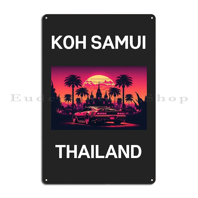 Koh Samui Тайланд Synthwave металлическая фотообои гараж кинотеатр жестяной знак плакат