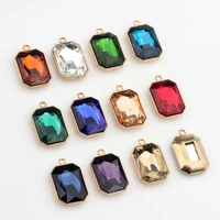 zinc alloy colorful crystal geometric rectangle charms 10pcslot for diy fashion necklace earrings bracelet accessories
