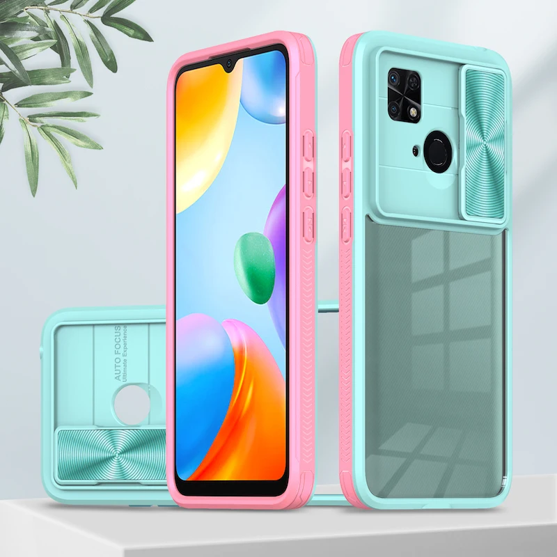 

Camera Lens Slider Transparent Phone Case For Xiaomi Redmi Note 11 11S 11 Pro Note 9 10 Pro 10S 10C Case With camera Protector