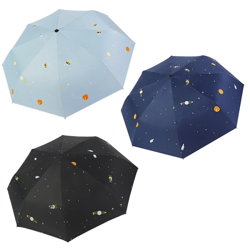 

HOT Creative Star Universe Serie Umbrella Fold Rainy Stellar Planet Umbrella UV Rainproof Sun Parasol Umbrella Female