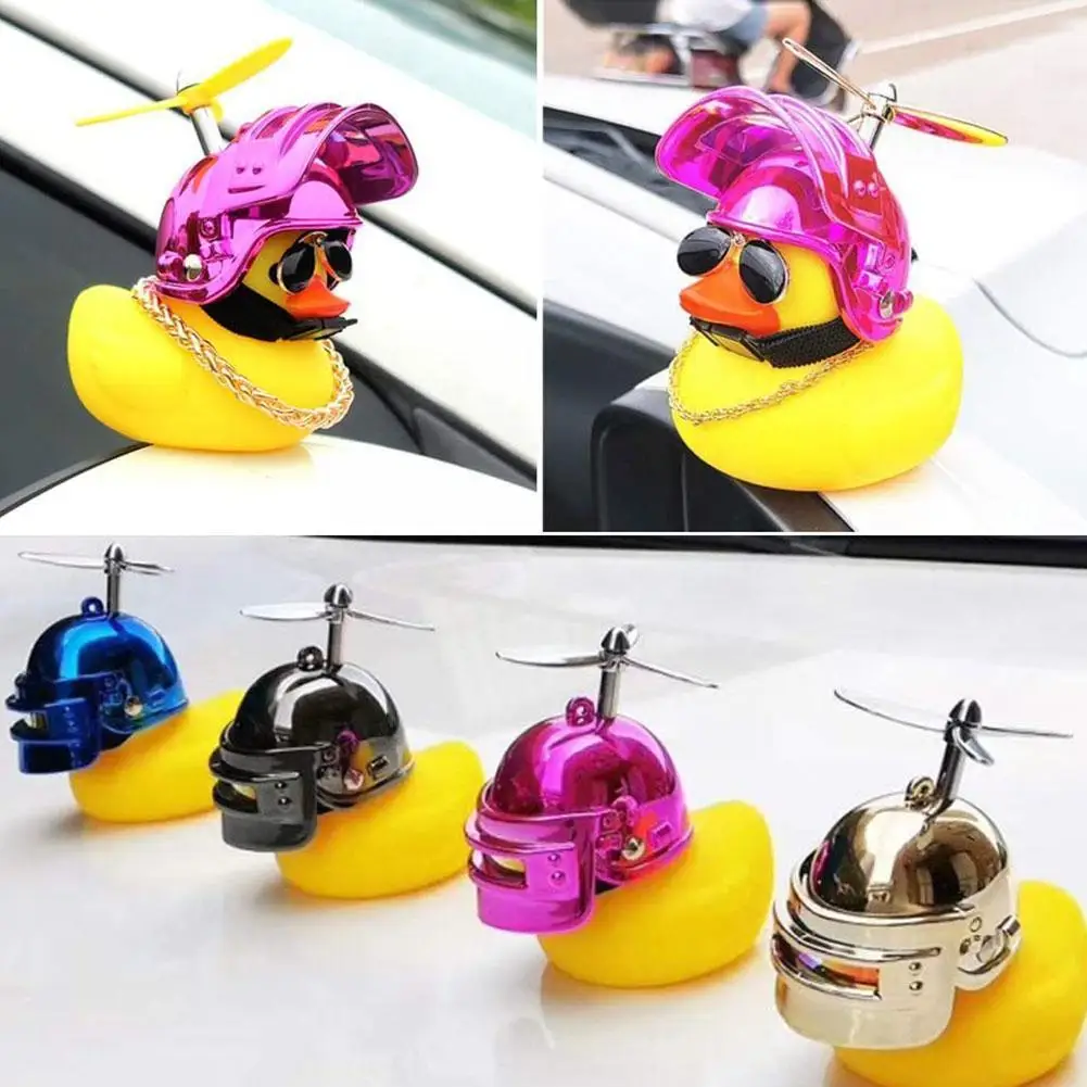 

Cute Helmet Little Yellow Duck Rubber Duck Toy Car Decor Interior Car Duck Ornaments Bicycle Car Accessories Standing Dashb J3s4