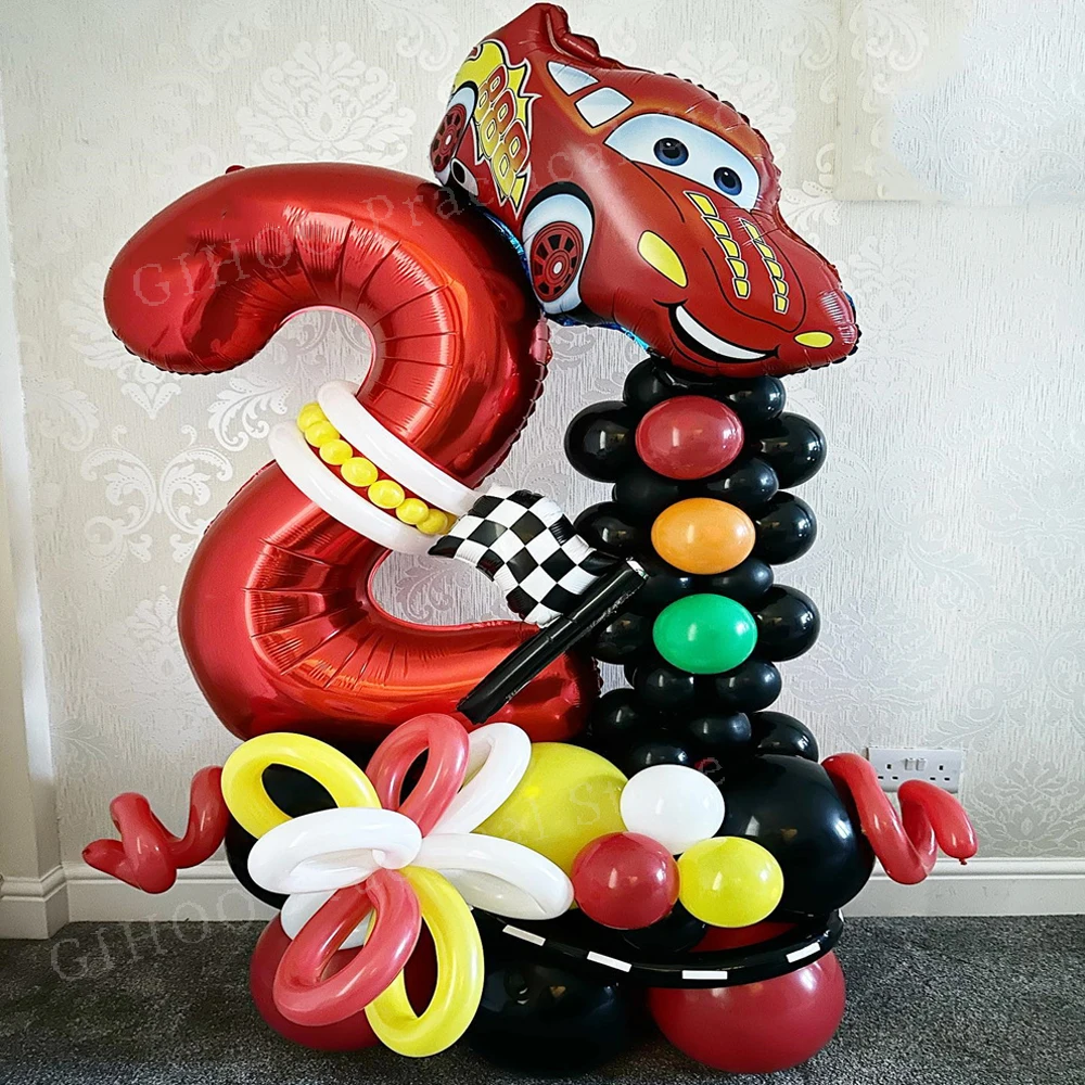 

42pcs New Disney McQueen Car Cartoon Balloons Set Lightning McQueen Numbet Foil Balloon Boy's Birthday Baby Shower Party Decors