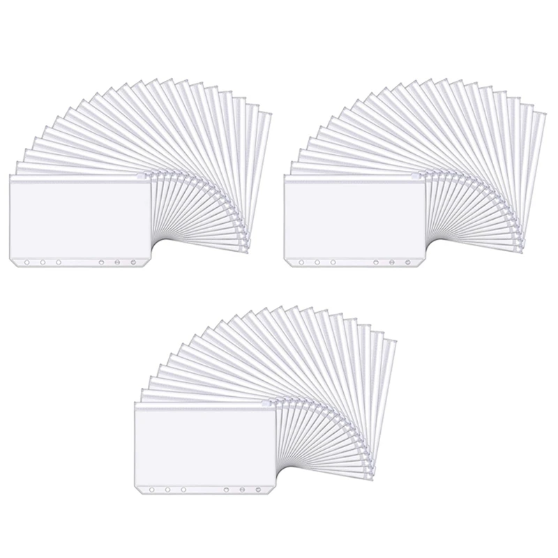 

NEW-A6 Size 6 Holes Binder Pockets, Binder Zipper Folders, Zipper Loose Leaf Bags For Documents Notebooks Cards, 45 Pcs
