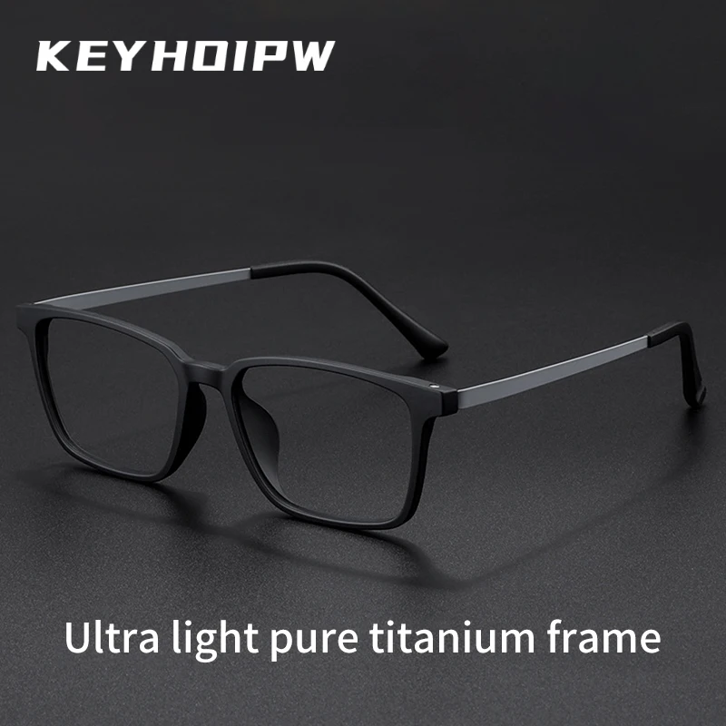 

KEYHOIRW Ultralight Comfortable TR90 Eyewear Women Pure Titanium Retro Square Optical Prescription Eyeglasses Frame Men 9822