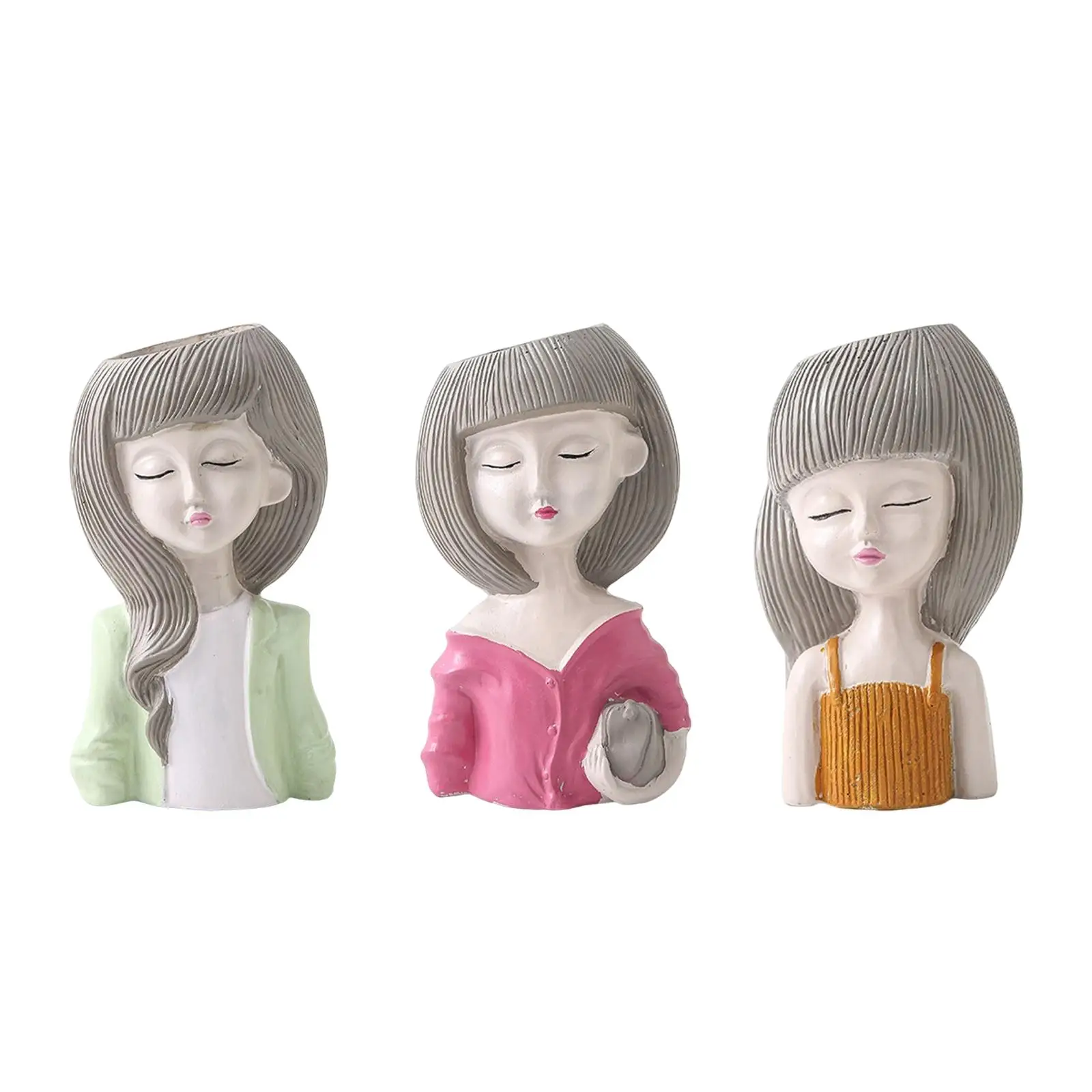

Nordic Girl Figurine Vase Flowerpot Planters Resin Statue Flowers Container for Table Centerpiece Dining Room Entrance Porch