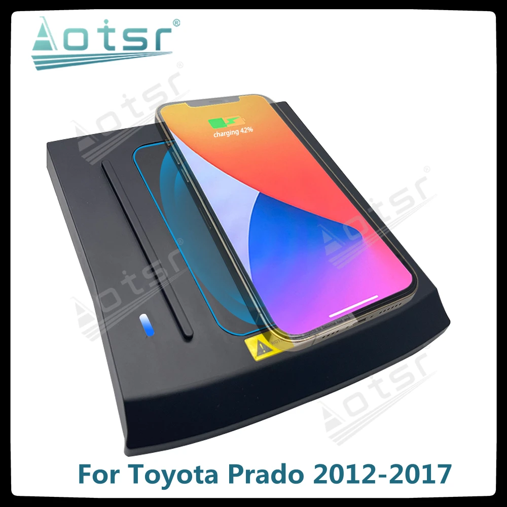 Cargador inalámbrico QI para coche, soporte de teléfono inteligente por infrarrojos, carga rápida para Toyota Land Cruiser Prado 2012-2017