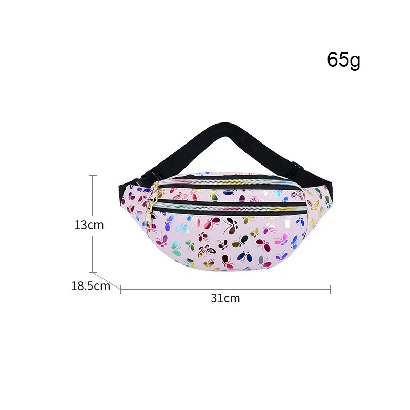 Wholesale Sports Running Waterproof Waist Bag Sling Crossbody Custom Butterfly Printing Fanny Pack Waist Belt Pack Travel