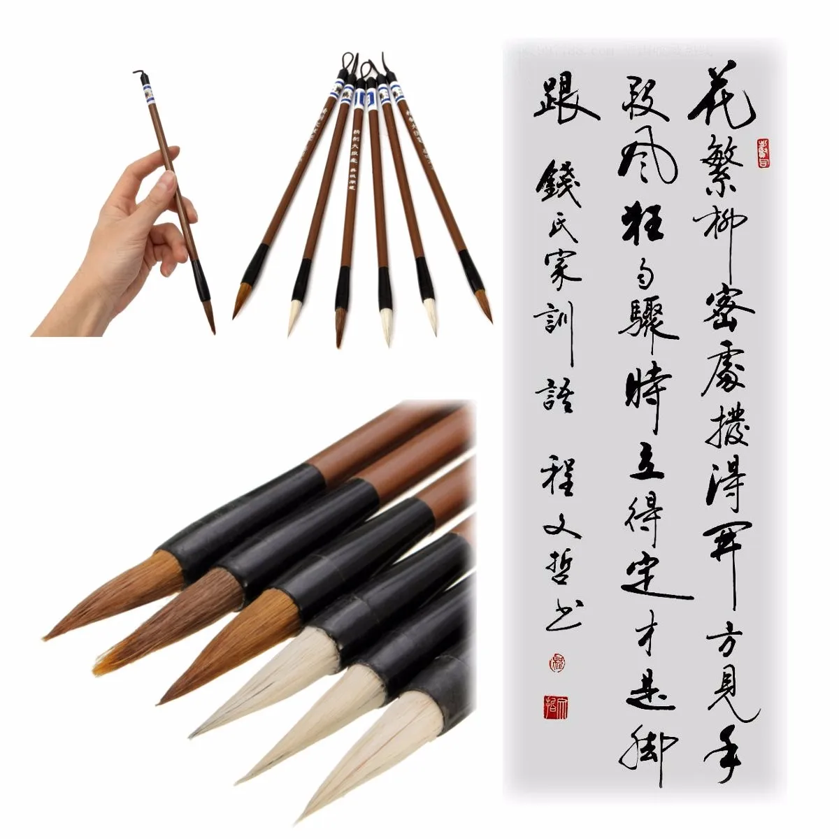 

6pcs Chinese Traditional Calligraphy Brush Landscape Painting Woolen Hair Pen Writing Set Art Darwing Office School Supplies