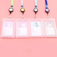 cute badge holder thickened retractable card holder for students with lanyard card holder