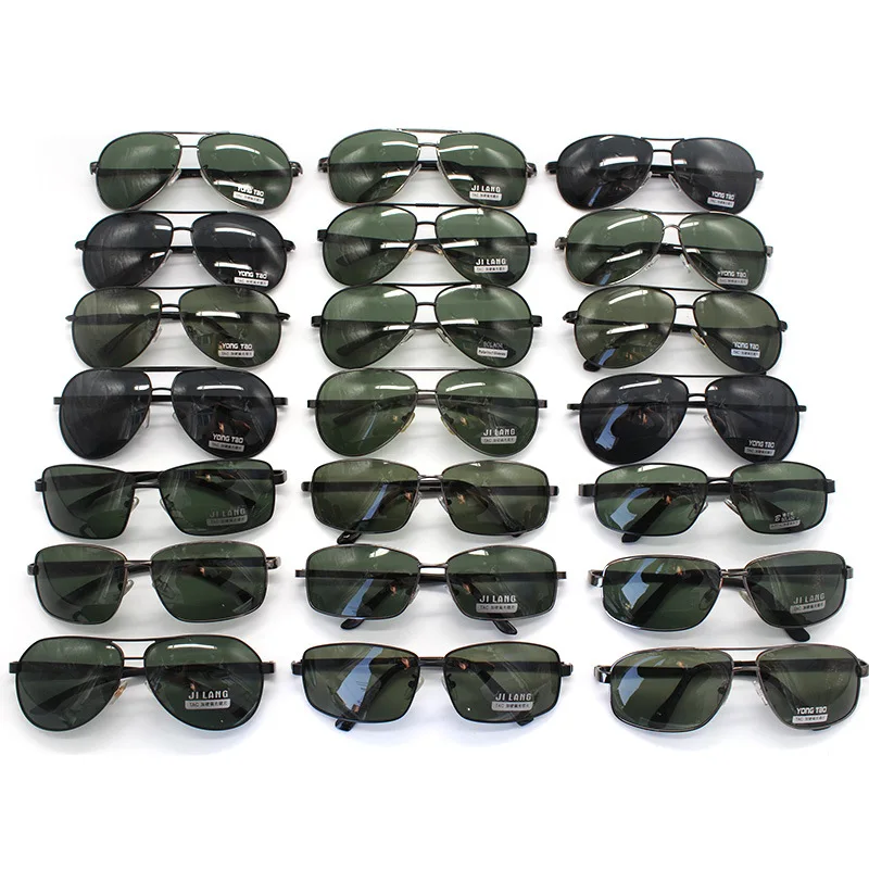 Vazrobe 20 Pcs/lot Wholesale Sunglasses Polarized Men Women Aviation/rectangle Black G15 Lens Mix Models Cheap Retail