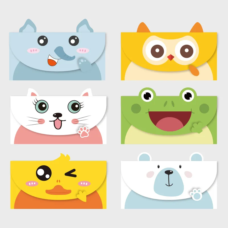 

10 шт. Kawaii Сделай Сам индивидуальный конверт с буквами Мультяшные Животные узоры бумажный конверт сообщения детский день рождения благослов...