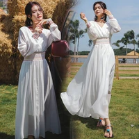 new white maxi women dress with veil spring summer runway 2022 y2k long sleeve ethnic dress elegant vacation party dresses