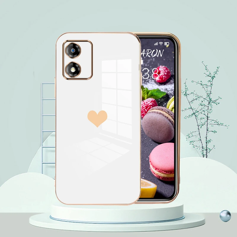 

Heart Pattern Plating Phone Case For Motorola Moto E13 Back Cover