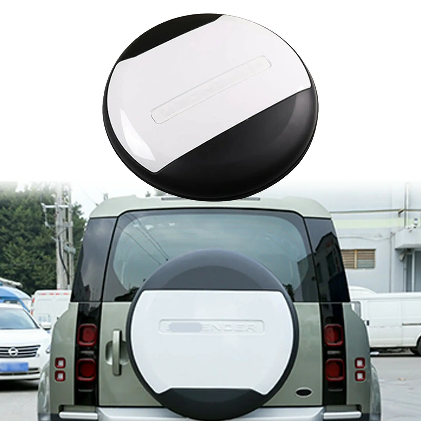 

Glacier White Backup Spare Tyre Tire Cover Trim For Land Rover Defender 2020
