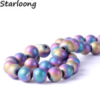 top quality 8mm natural stone matt multicolor round shape loose hematite beads for diy jewelry necklace bracelet making