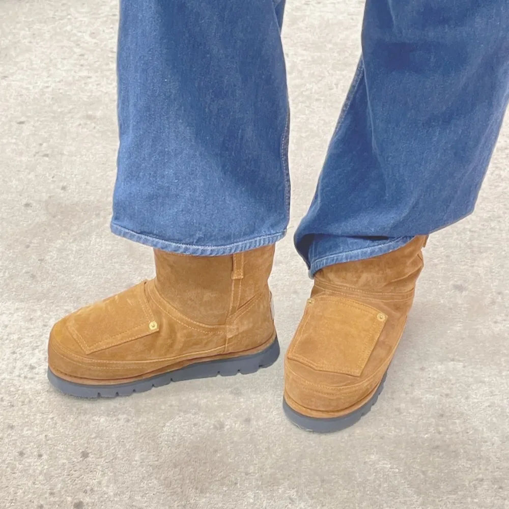 NIGO женские шерстяные зимние ботинки с карманами и толстой подошвой в западном