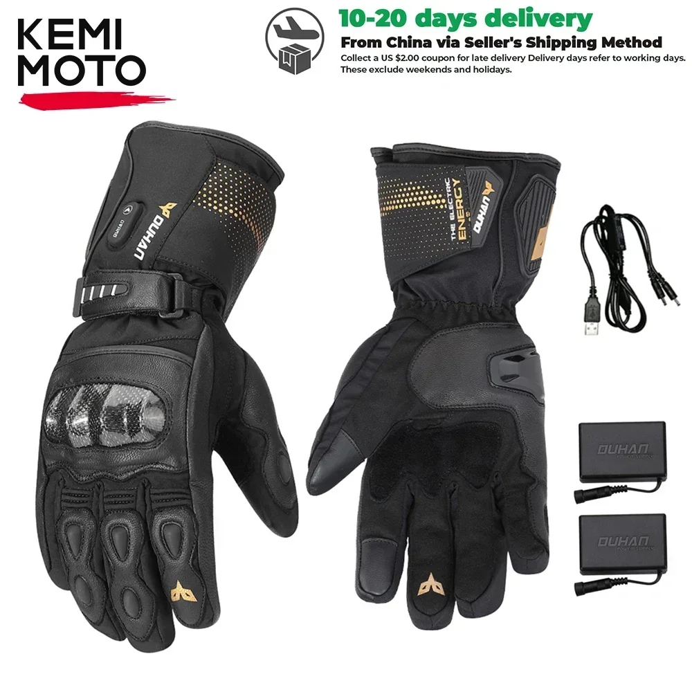Кожаные перчатки с подогревом для мотоцикла