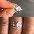 Простое натуральное Драгоценное кольцо в виде радуги, регулируемое Открытое кольцо в виде Луны и солнца для женщин