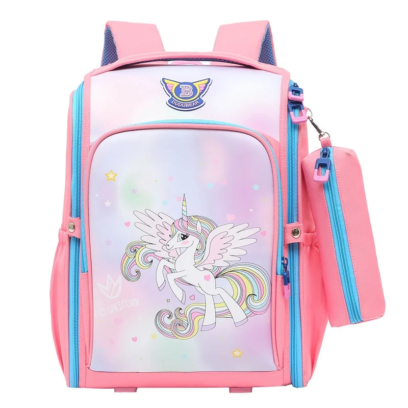 Students British Style Girls Boys Grade 1-6 Cartoon Mermaid Unicorn Dinosaur Fashion Backpacks New Children Cute School Pen Bags