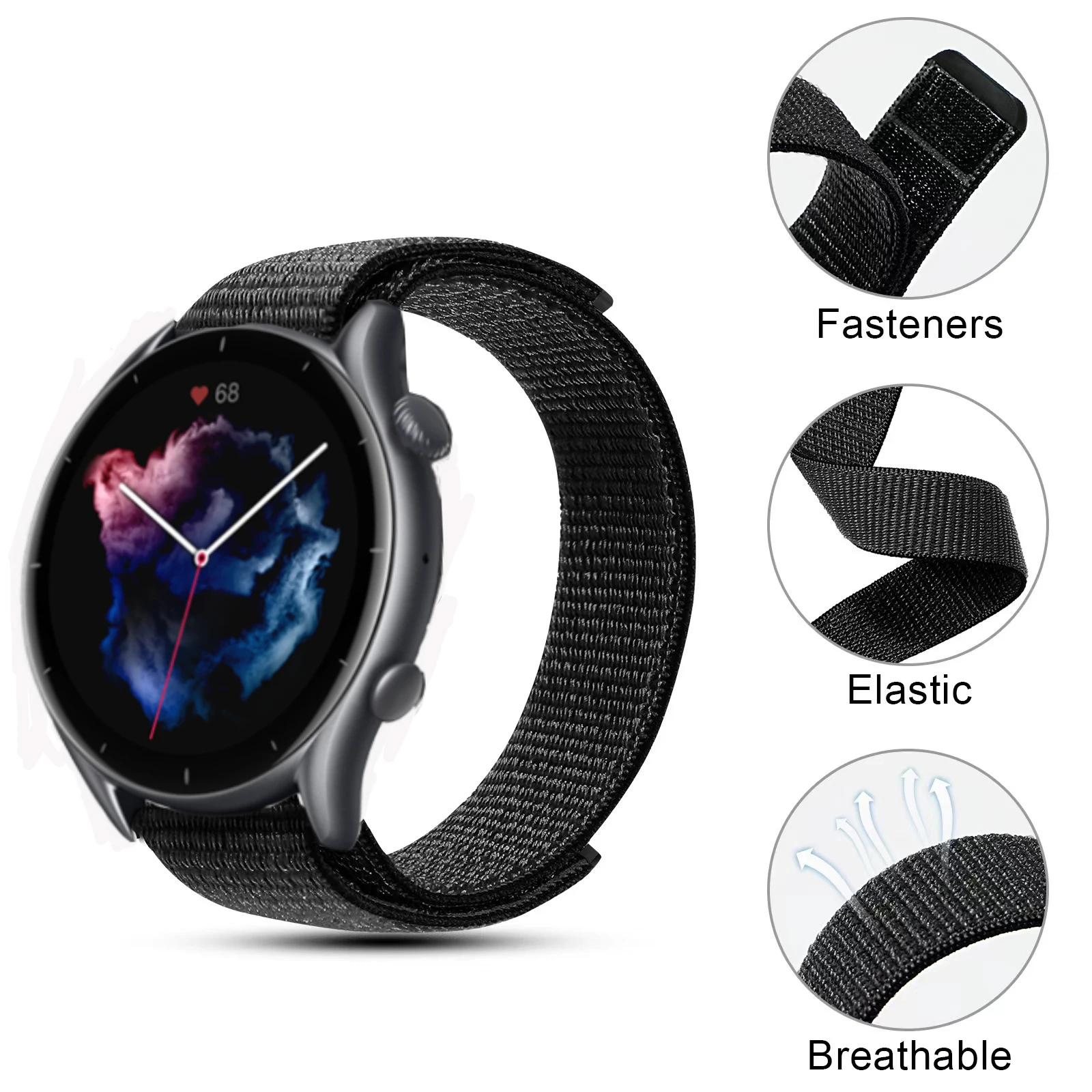 

22mm Watch Strap For Amazfit GTR 3 3Pro Smart Watch Nylon Loop Wrist Band For Amazfit GTR 47mm/Pace Stratos 3 2S Sport Bracelet