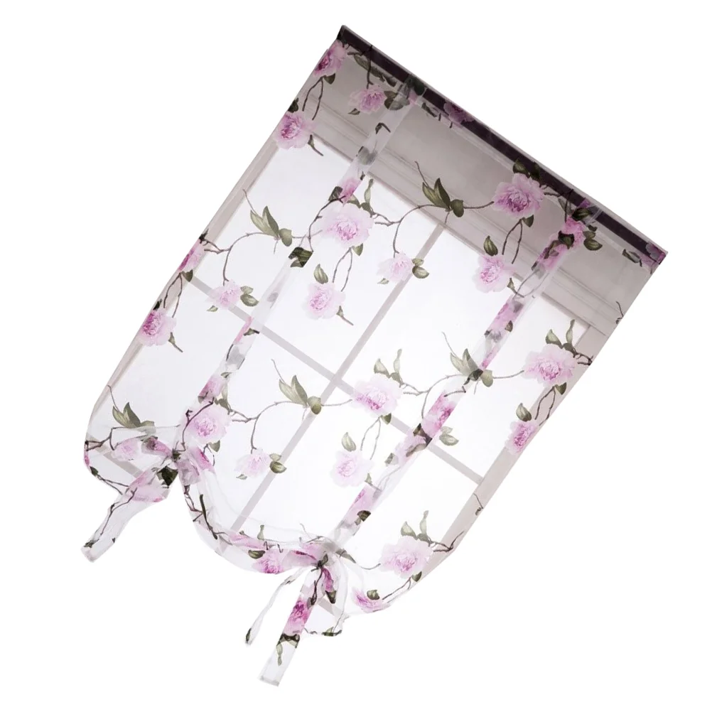 

Printed Curtains Tie Valance Floral Blinds Translucent Tie Window Shades Roman Blind Curtain Tie Blinds