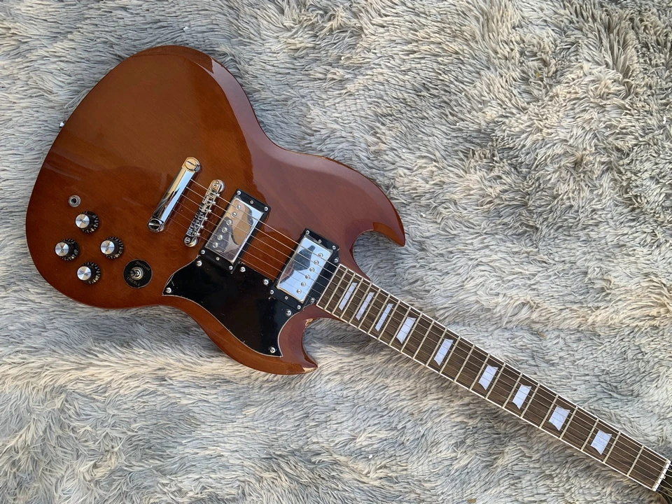 

In stock High Quality SG Electric Guitar,Mahogany body and neck,rosewood Fingerboard,brown finish