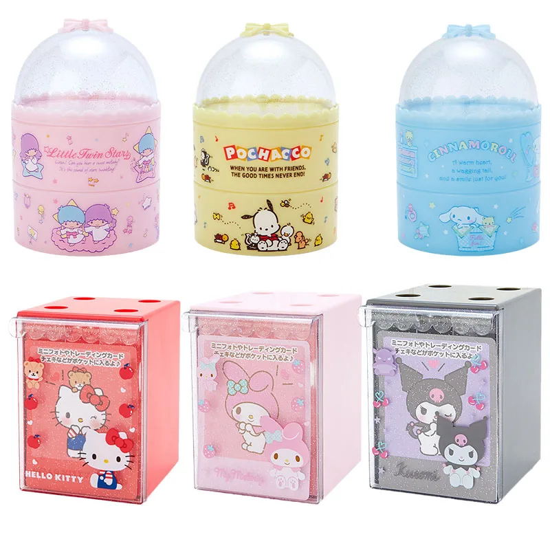 

Kawaii Sanrioed Anime Kuromi My Melody Cinnamoroll Kittys Purin Dog Pochacco Cartoon Cute Desktop Jewelry Storage Box Girl Gift