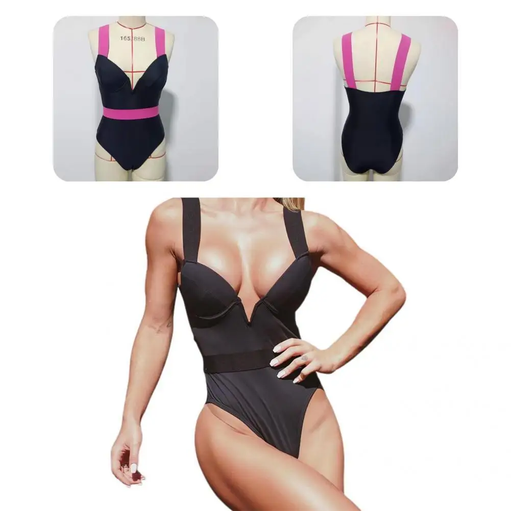 

Breathable Female Slim Contrast Color Bodycon Swimsuit for Vacation