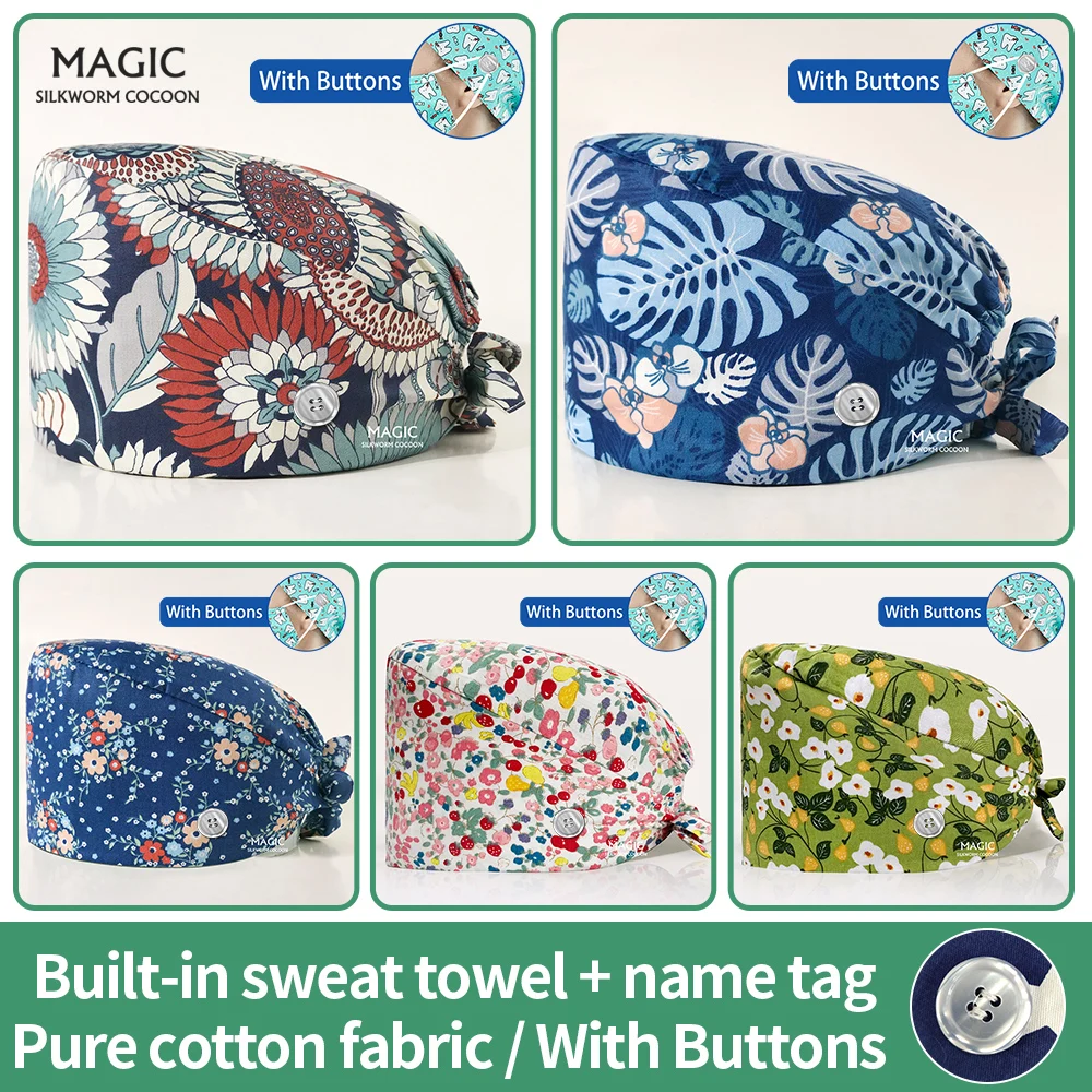 

Женская шапка для медсестер и врачей, из чистого хлопка