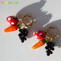 yangliujia cherry grape pendant earrings european and american style personality fashion earrings ms girl travel accessories