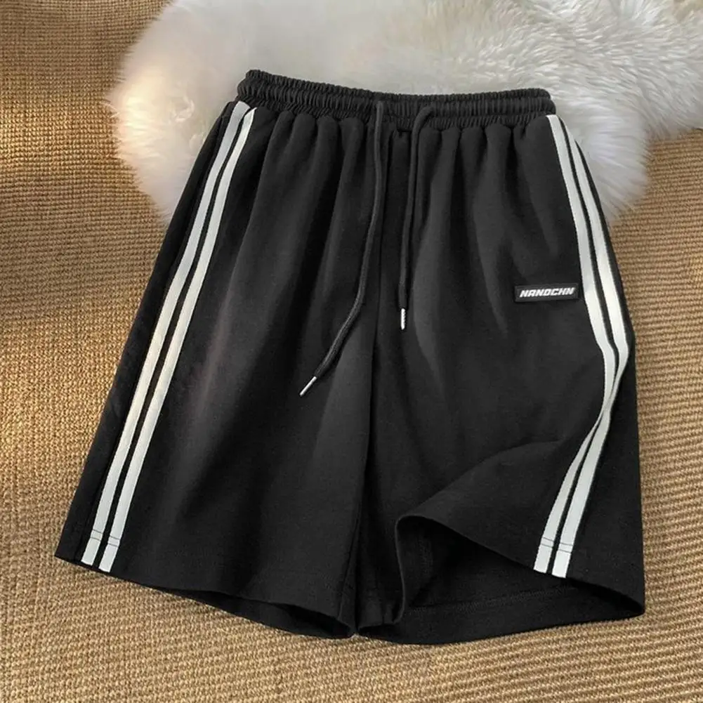 

Women Summer Shorts Drawstring Elastic Waist Loose Lady Shorts Striped Deep Crotch Casual Breathable Sport Jogging Shorts