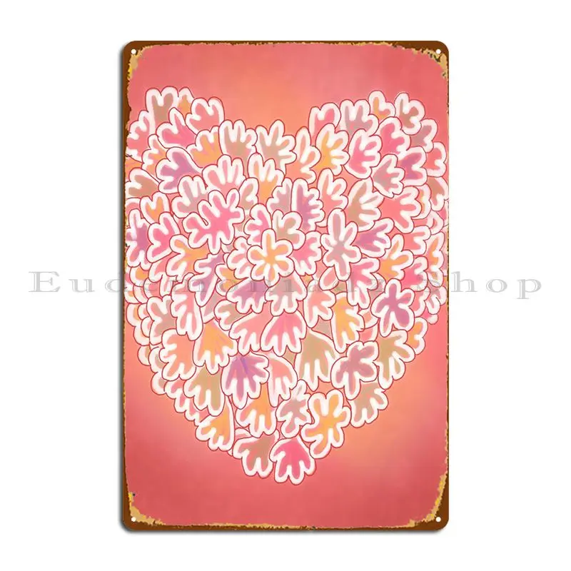 

Floral Heart Doodles Metal Plaque Home Garage Iron Custom Cinema Tin Sign Poster