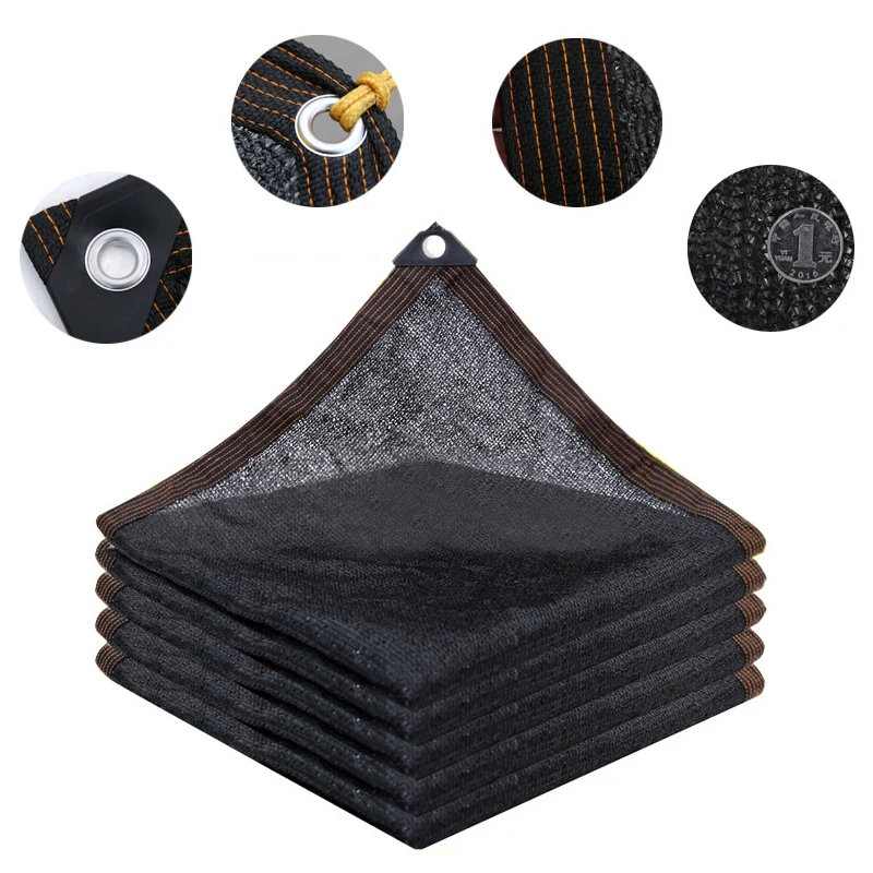 

6PIN Black Sunshade Net Anti-UV Plant Cover Mesh Garden Sun Shed Gazebo Awning Outdoor Sun Shade Netting Shading 2MX2M