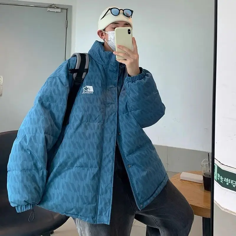 2022 Autumn Winter Retro Down Jacket Men's Fashion Reflective Tooling Cotton Jacket Europe and the United States Hiphop Coats