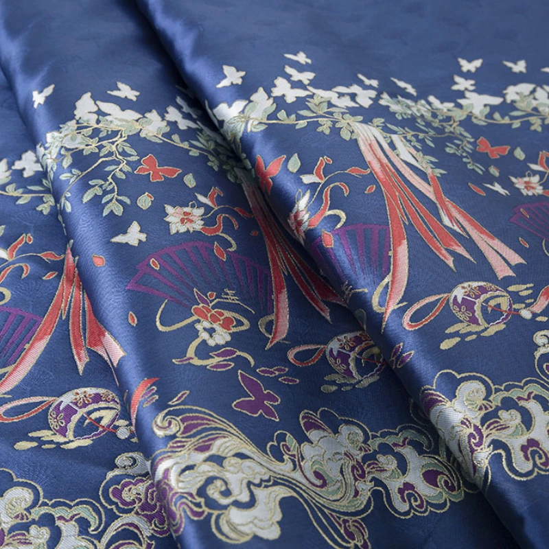 110X14, 5 см, дизайнерская ткань с рисунком, ткань ручной работы Hanfu, юбка, подол, платье, полиэстер, Розовая домашняя ткань
