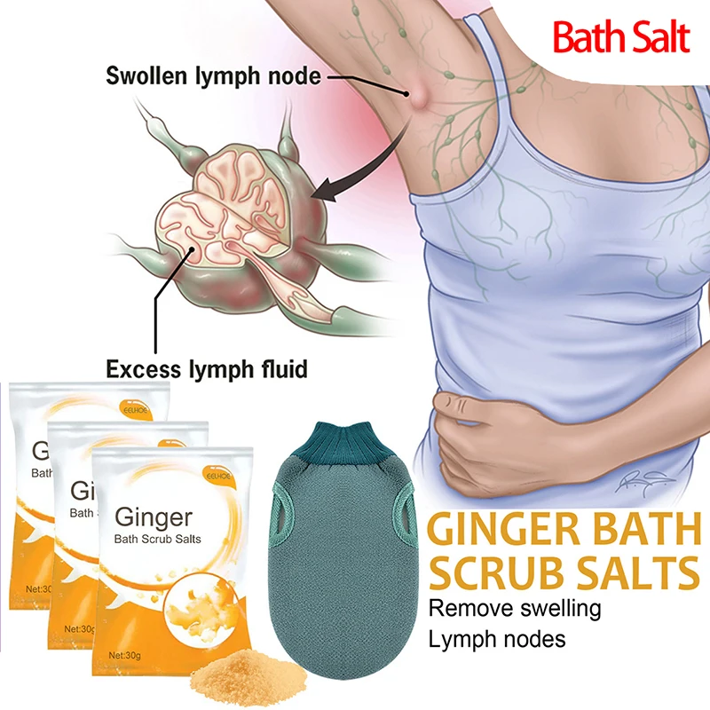 

Имбирная Лимфатическая соль для ванны, 30 г, улучшает кожу, уменьшает лимфатический отек, Диспенсер, соли для холодной влаги, товары для ванны, бесплатная доставка