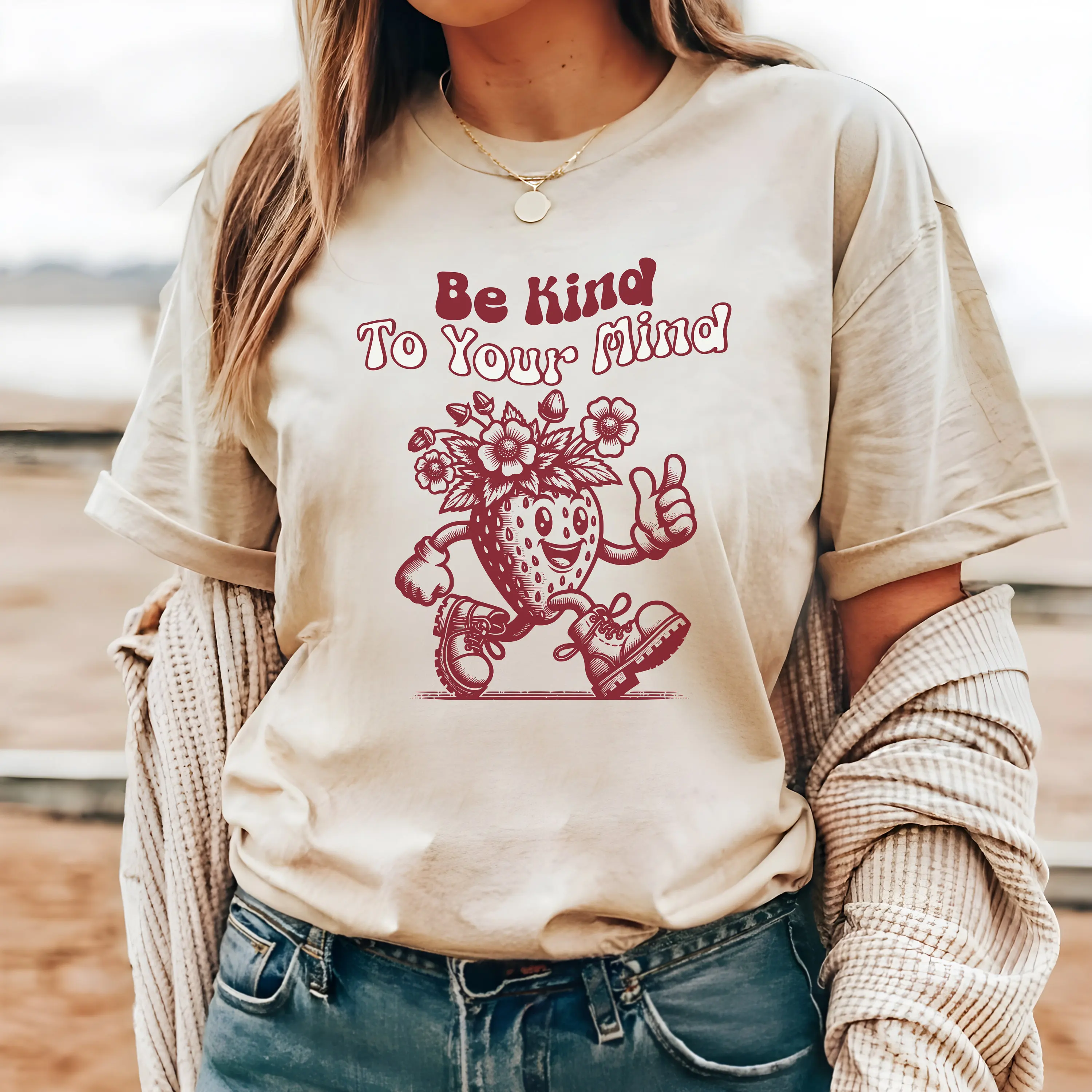 Футболка Будь добрым разумом клубничная футболка осведомленность о психическом