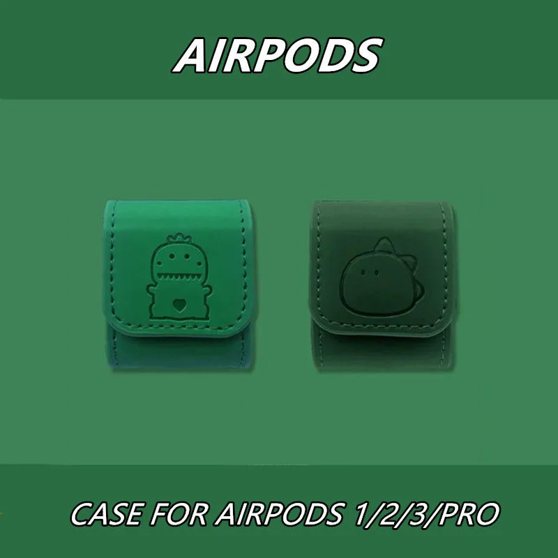 

Leather Case Cartoon Dinosaur Case for Apple AirPods 1 2 3 Pro Cases Cover IPhone Bluetooth Earbuds Earphone Air Pod Pods Case