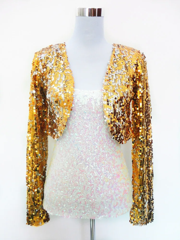 Gold Sequins Jacket Short Coat Shorts Blazer Women Singer DJ Stage Outfit Nightclub Costume Blazers  Jazz Dancer Show Clubwear