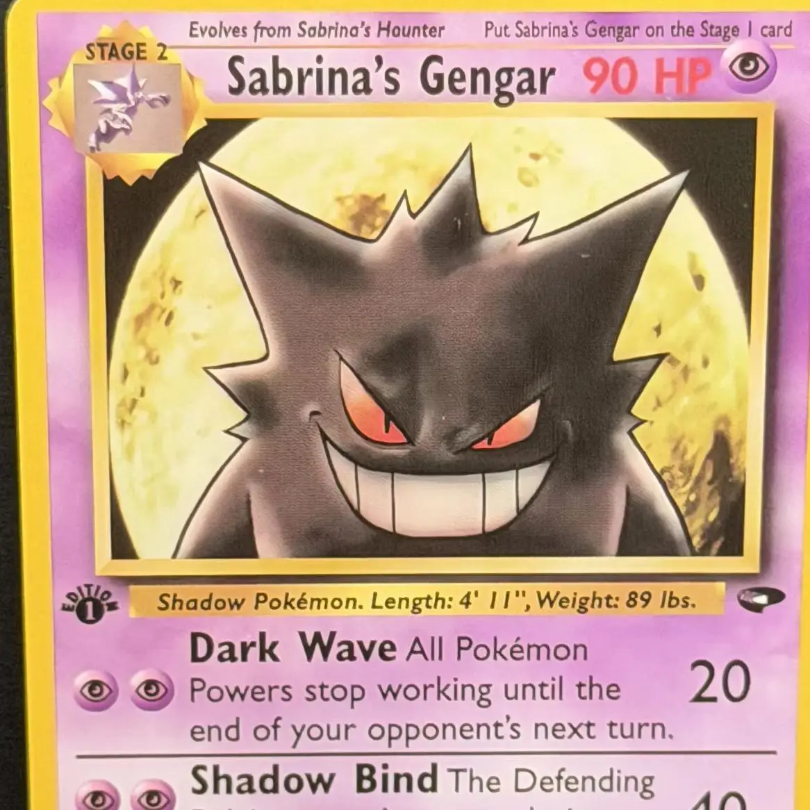 Фото PTCG DIY 2000 POKEMON GYM CHAL. Коллекционная карта SABRINA'S GENGAR 1-го издания, базовый набор, серая шляпа, Ван Гог, игровая прокси-карта, игрушка, дропшиппинг №5