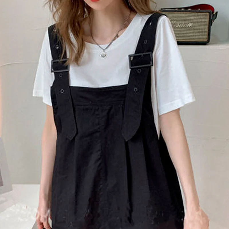 Rompers Women Baggy Fashion Ladies All Match Leisure Popular Korean Style Summer Button Playsuits Empire Wide Leg Simple Solid