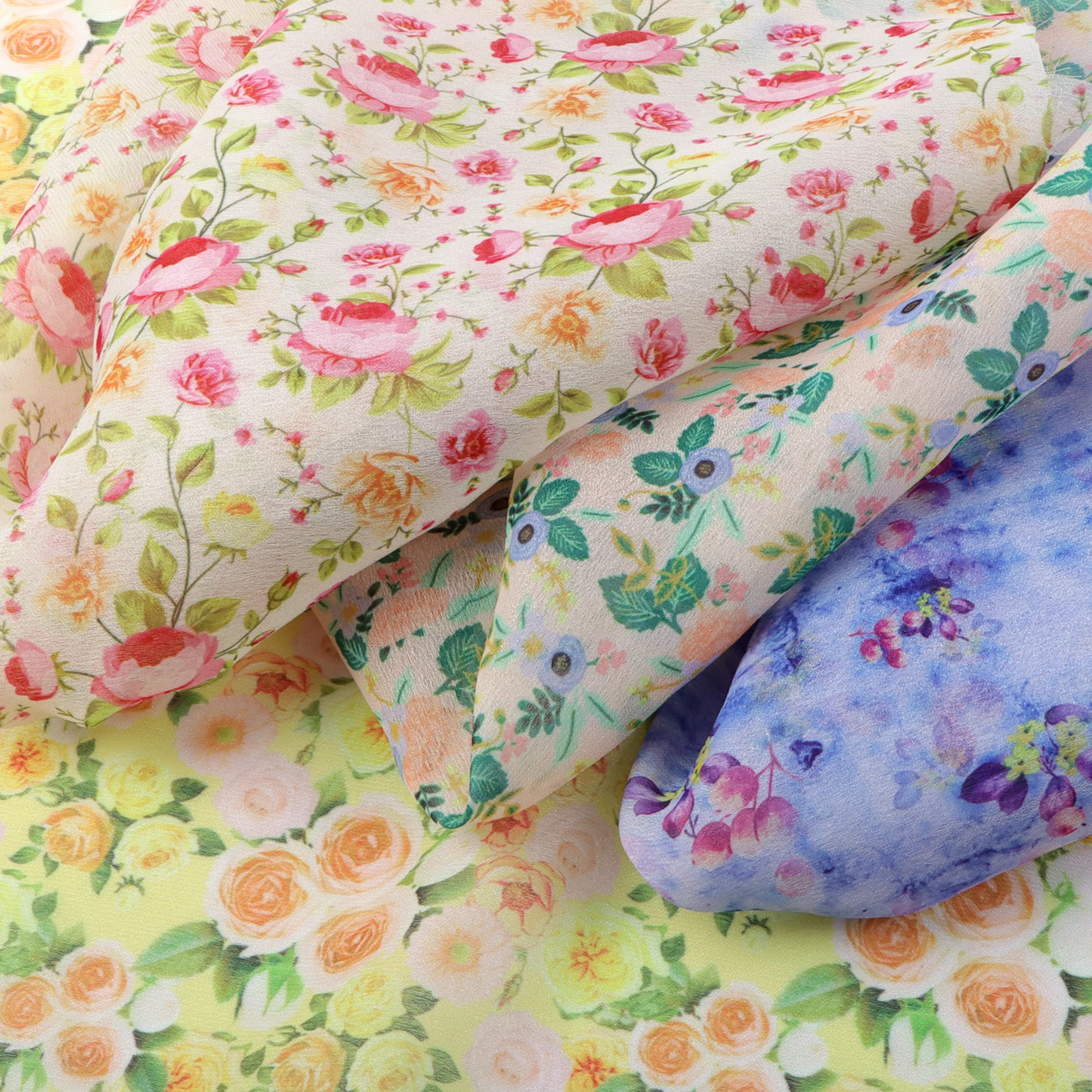 Цветочная органза 50*140 см шифоновая пряжа Кружевная Сетка марля тюль ткань