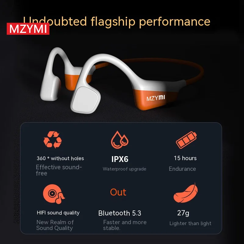 Фото MZYMI i18pro Наушники-вкладыши с костной проводимостью, беспроводные наушники, совместимые Bluetooth-наушники TWS с микрофоном, гарнитура для плавания, спортивная одежда №5