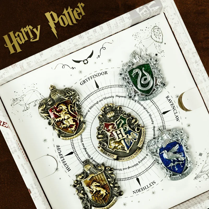 

Genuine Harry Potter Emblem Metal Chapter Text Creation Creative Gift Hogwarts School Badge Brooch Combination Outfit