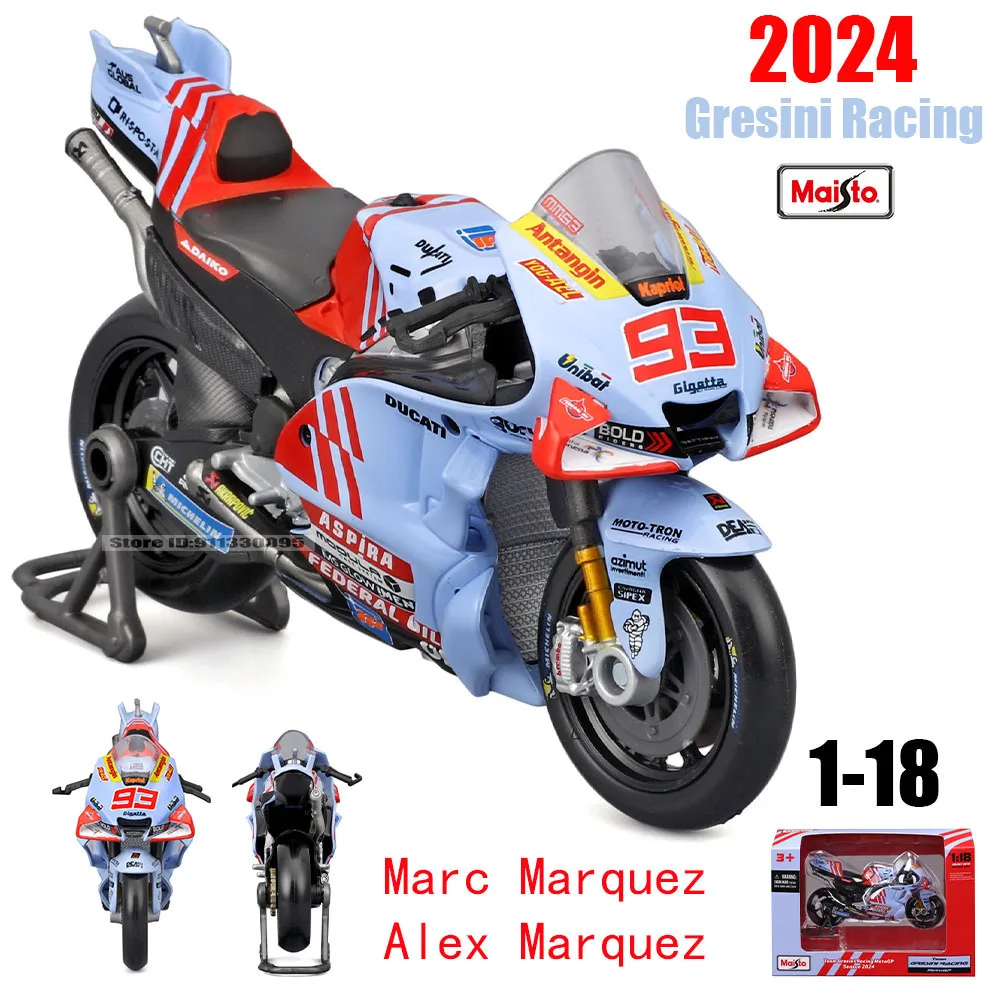 Фото Масто 1:18 # 93 Марк Маркес # 73 Alex Marquez 2024, Gresini Racing Moto GP, литой сплав, модель мотоцикла, коллекция, подарочная игрушка №1