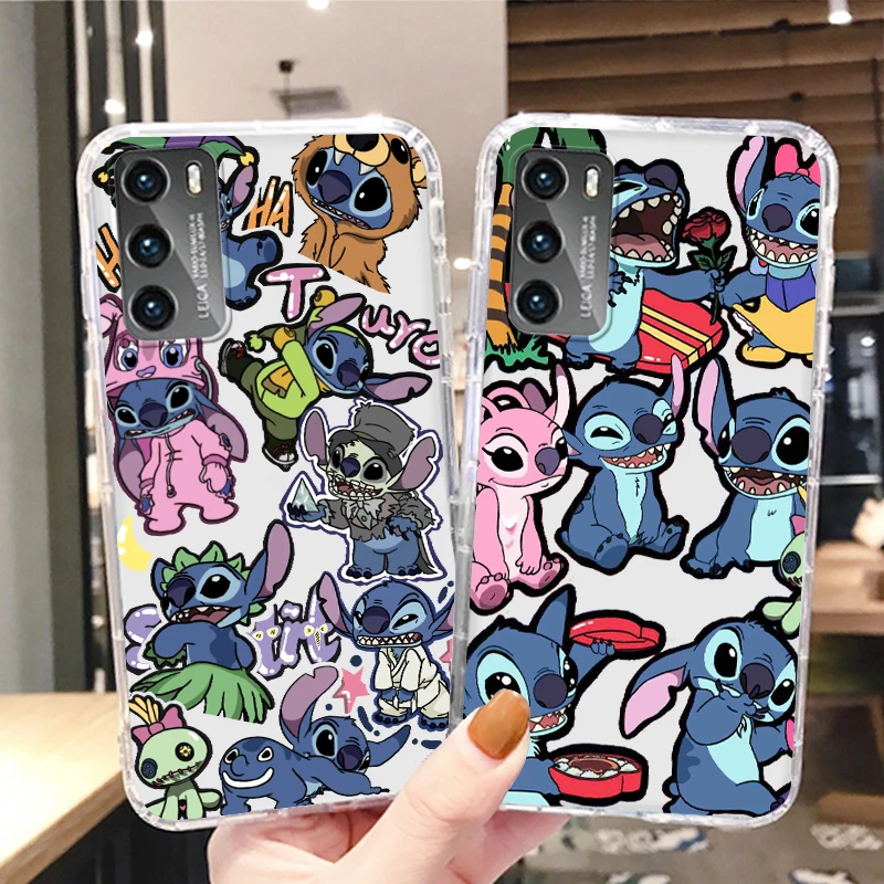 

Lilo Baby Stitch Transparent Phone Case For Huawei P50 P40 P30 P20 Lite P Smart Z Pro Plus 2019 2021 Cover